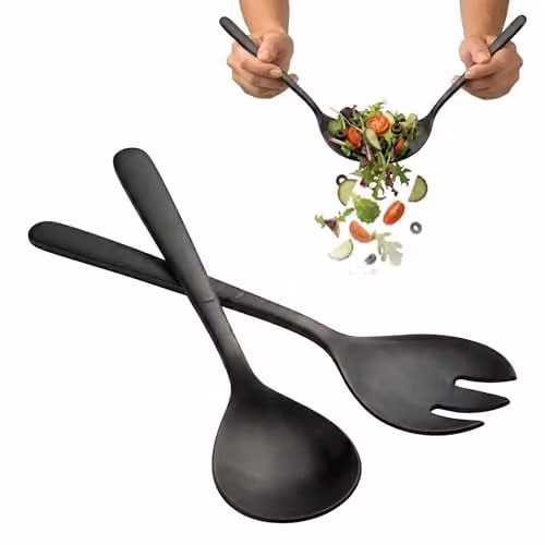 Premier Housewares Matte Black Stainless Steel 2 Piece Salad Server Set – 1