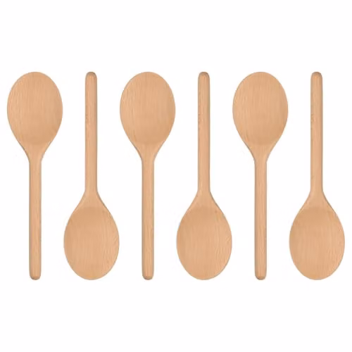 Argon Tableware Brown Wooden Cooking Spoons, Pack of 6, Heat Resistant and Non-Scratch