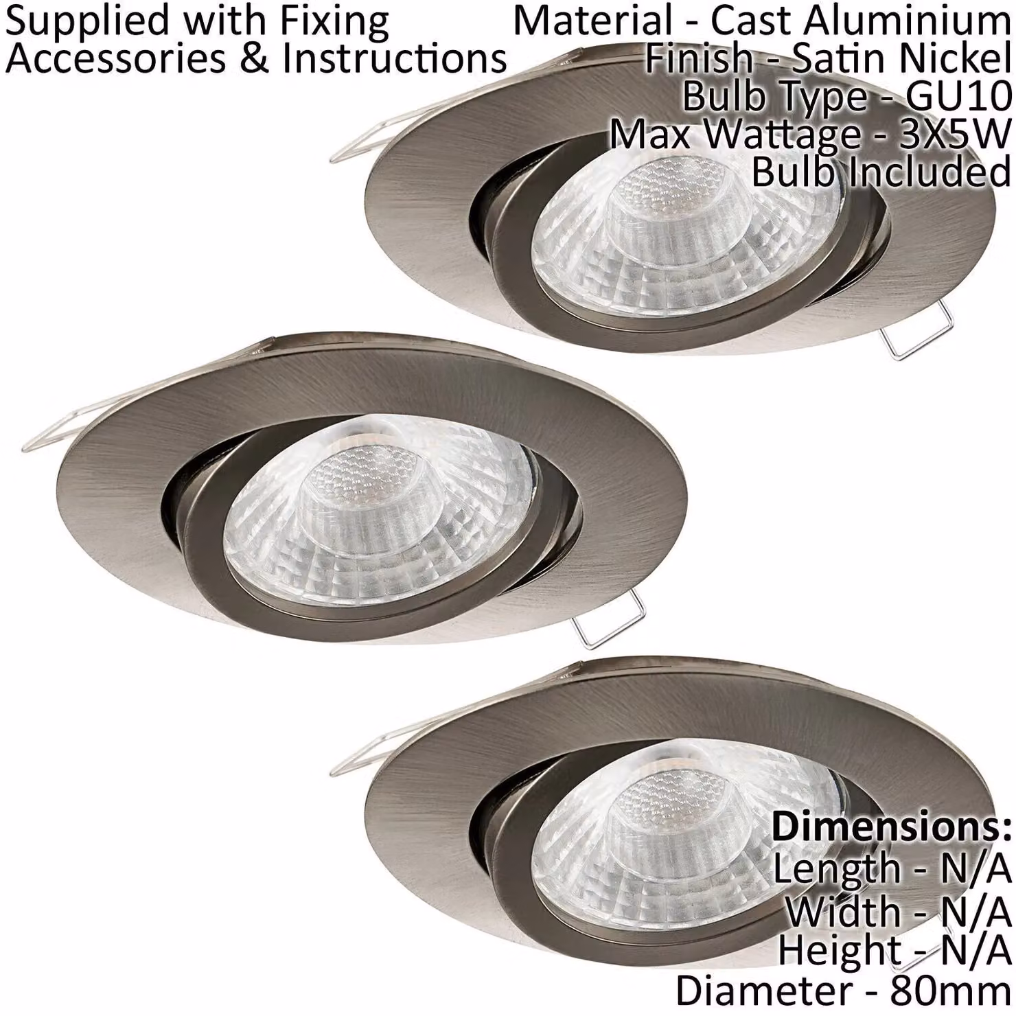 Loops Adjustable Ceiling Downlight in Satin Nickel, Cast Aluminium, 5W GU10, Silver – 2