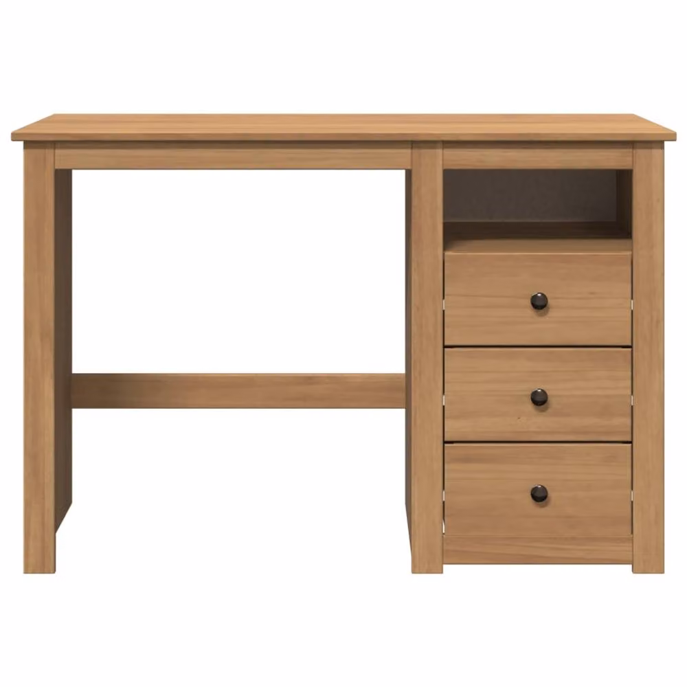 Berkfield Home Beautiful Panama Writing Desk in Brown Solid Wood Pine W/D/H: 112 x 45 x 75 cm – 3