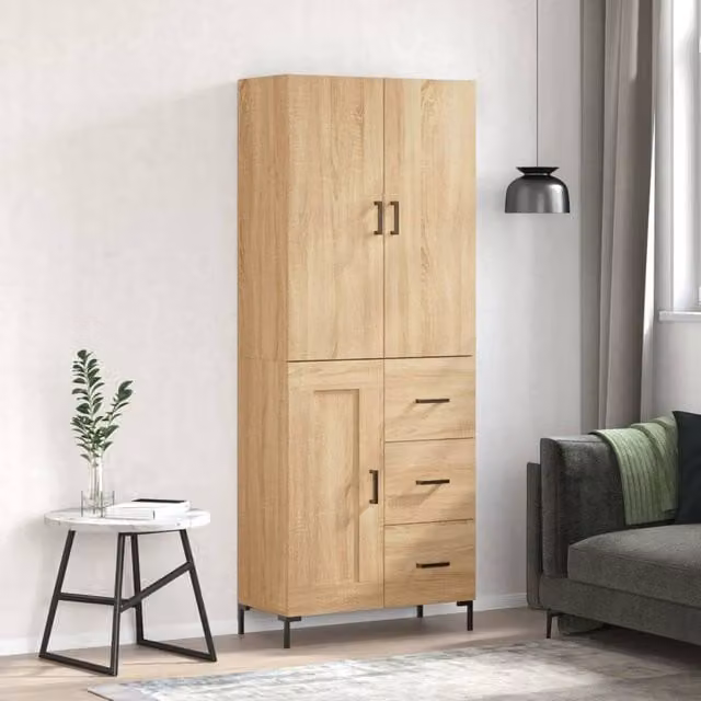 Berkfield Home Sonoma Oak Highboard in Natural, W/D/H: 69.5 x 34 x 180 cm – 1