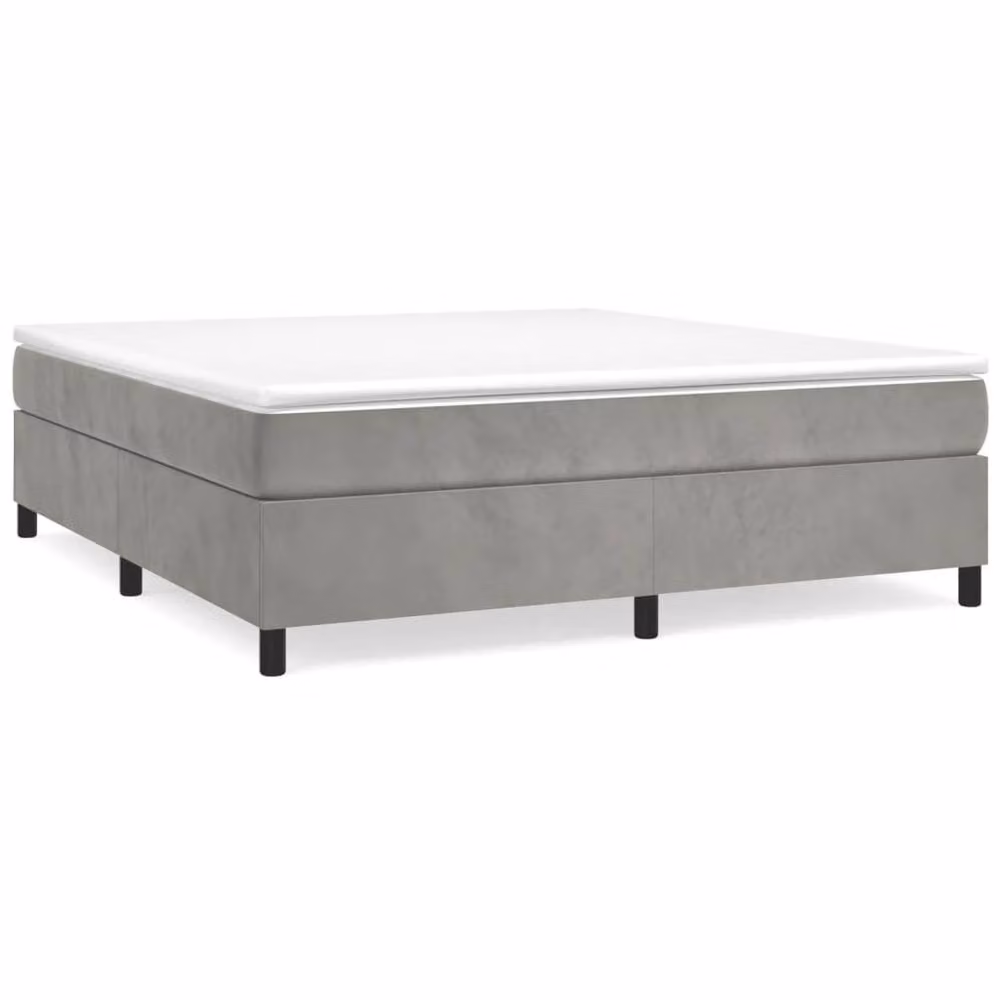 Berkfield Home Upholstered Velvet Box Spring Bed Frame, Light Grey, W/D/H: 180 x 200 cm – 2