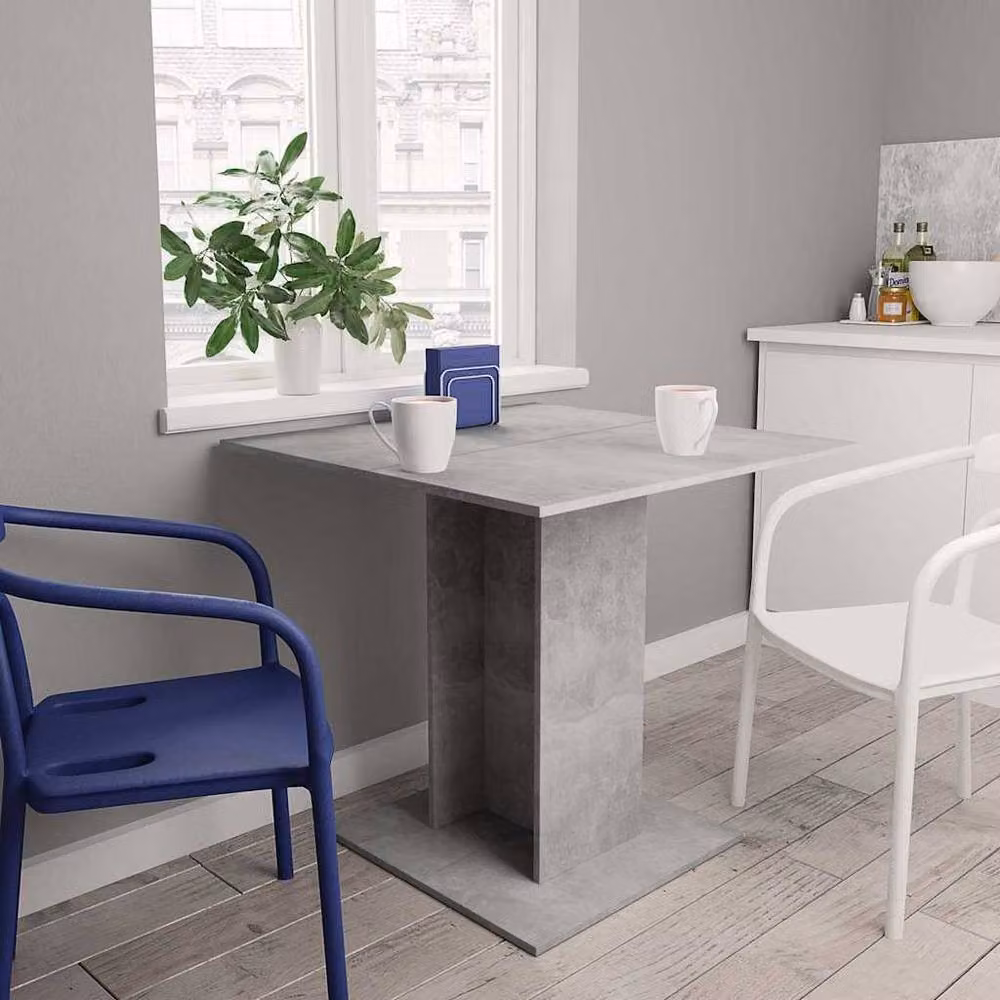Berkfield Home Beautiful Modern Square Dining Table in Concrete Grey, W/D/H: 80 x 80 x 75 cm – 2