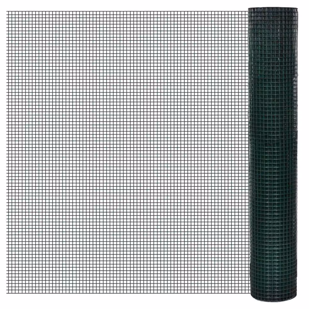 Berkfield Home Green PVC Coated Galvanised Steel Chicken Wire Fence, 10 x 1 m – 2