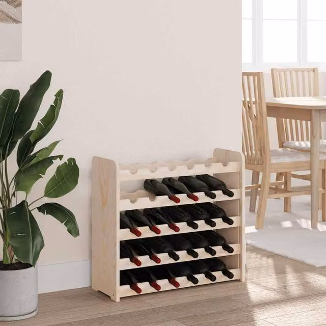 Berkfield Home Beautiful Wine Rack in Natural Solid Pine Wood, W/D/H: 67.5 x 25 x 60 cm – 1