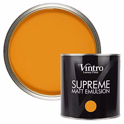 Vintro Luxury Matt Emulsion Multi Surface Paint in Deep Saffron Orange, 2.5L