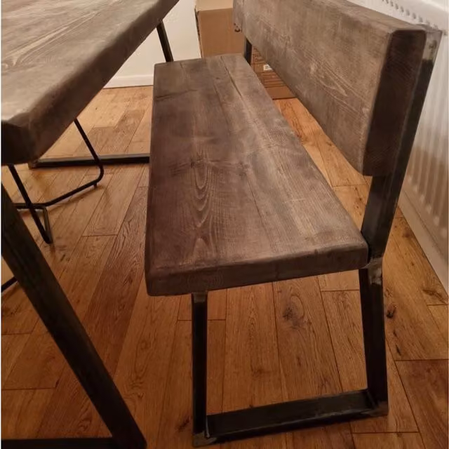 TRL Handmade Furniture Walnut Indoor Seating Bench with Back in Brown, Width: 190 cm