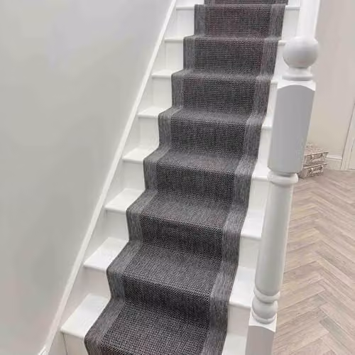 runrug Indoor/Outdoor Stair Runner Rug, Reversible Flatweave, Midnight Blue and Grey, W: 70 cm, L: 480 cm – 5