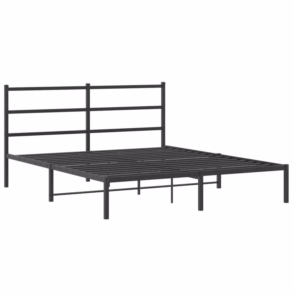Berkfield Home Metal Bed Frame with Headboard, Black, W: 150 cm, D: 200 cm – 2