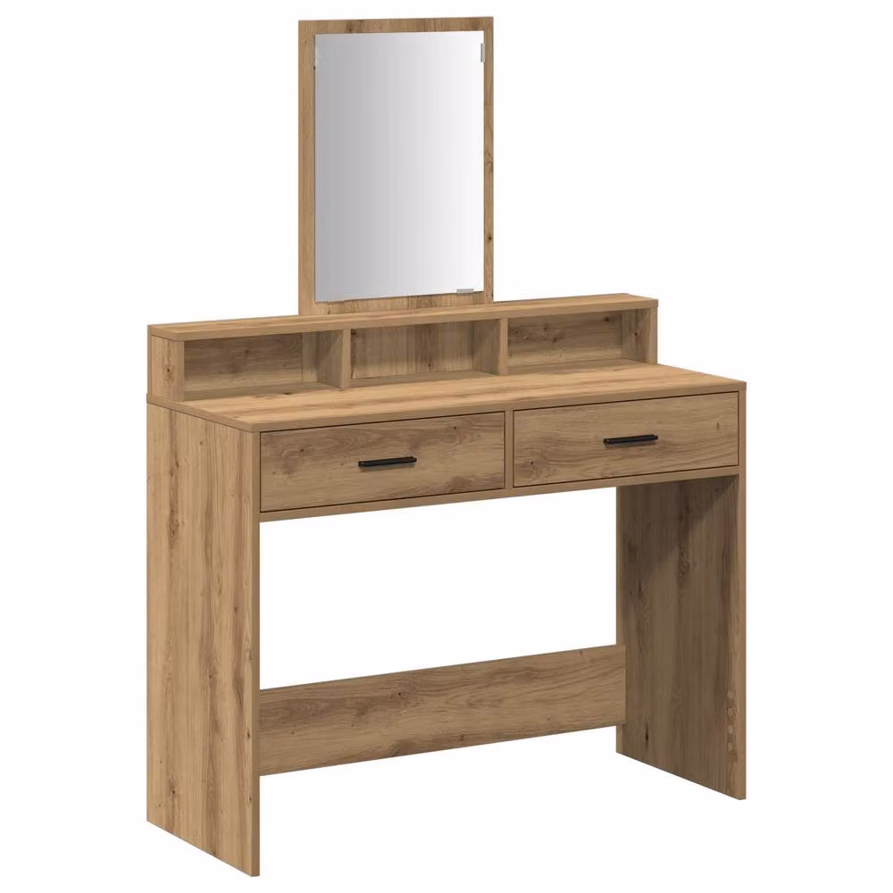 Berkfield Home Artisan Oak Dressing Table with Drawers in Brown, W: 100 cm, D: 41 cm, H: 140 cm – 2