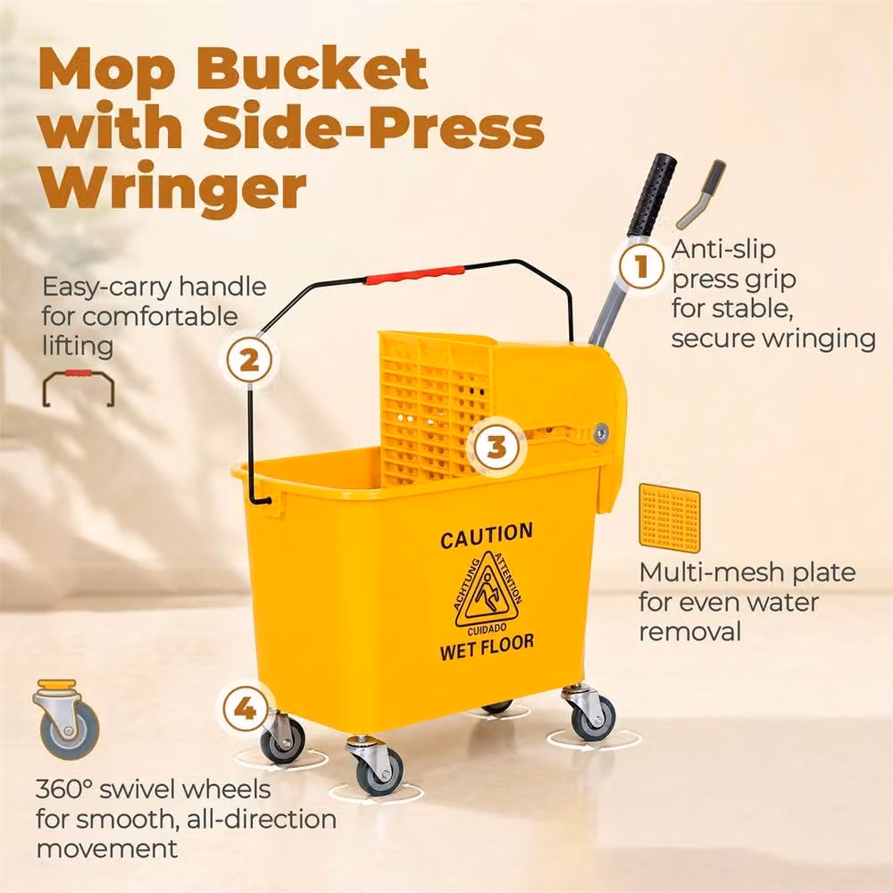 EONLION Yellow Compact Mop Bucket with Wringer – 2