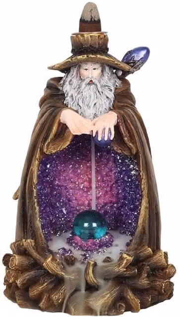 KDMK Wizard Backflow Incense Burner Crystal Cave and Lighted Ball in Brown