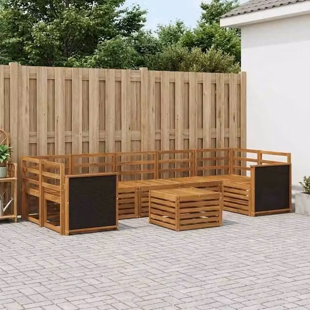 Berkfield Home 8-Piece Outdoor Sofa Set in Brown Solid Acacia Wood