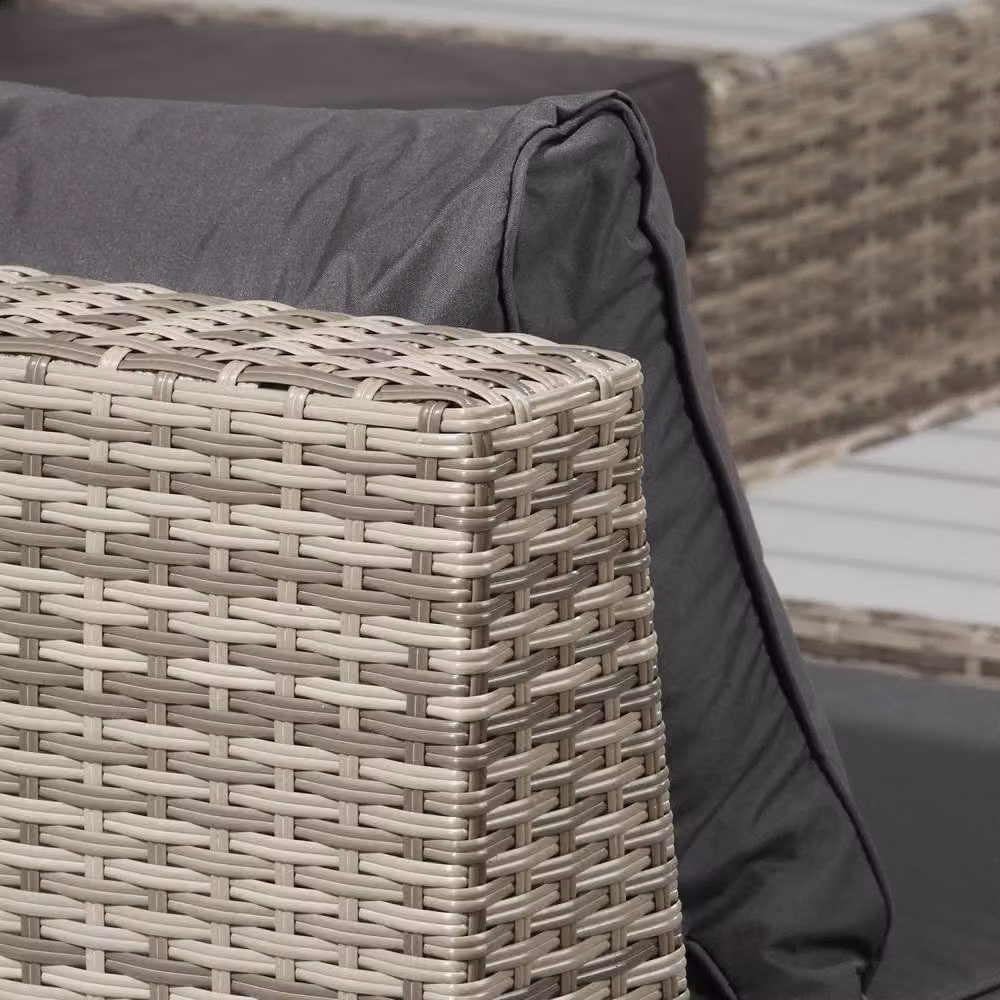 Wyld Haus Vaneno 4 Piece Rattan Outdoor Corner Sofa Set with Coffee Table in Light Grey – 8
