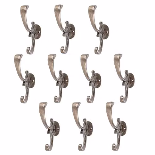 Hammer and Tongs Ornamental Hat and Coat Hook, Iron, Raw, Pack of 10, H: 13 cm, W: 3 cm – 2
