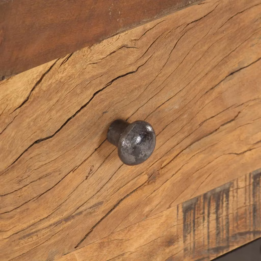 Berkfield Home Rectangular Coffee Table in Black Solid Reclaimed Mango and Teak Wood, W: 100 cm, D: 50 cm, H: 45 cm – 3