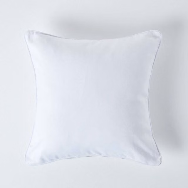 Homescapes Plain Cotton Square Cushion Cover, White, W/D/H: 45 x 45 x 1 cm