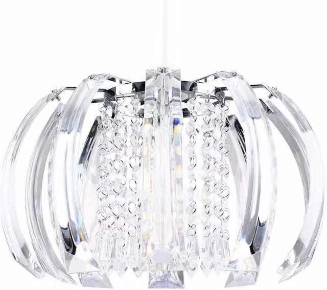 ValueLights Modern Ceiling Shade in Chrome Finish with Transparent Acrylic Droplets, Silver