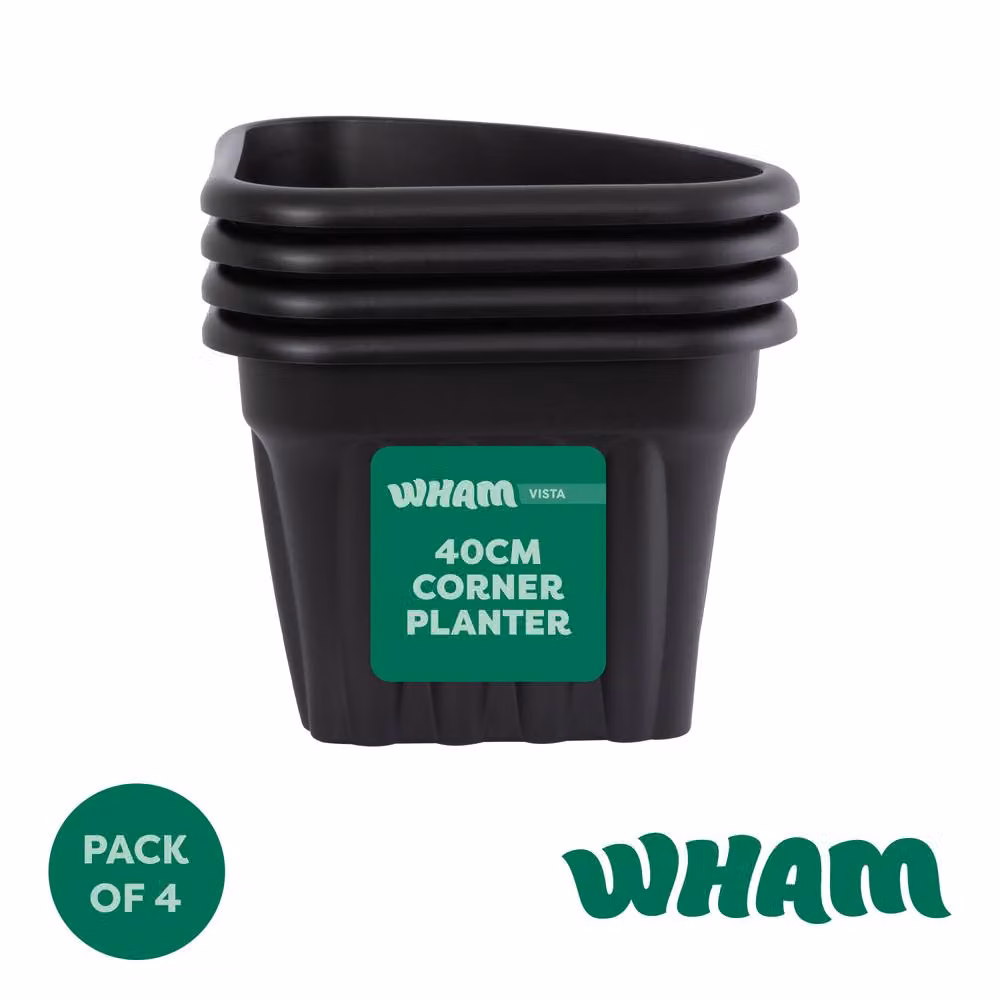 Wham Vista Corner Plastic Planter, Black, W/D/H: 40 x 40 x 4 cm – 2