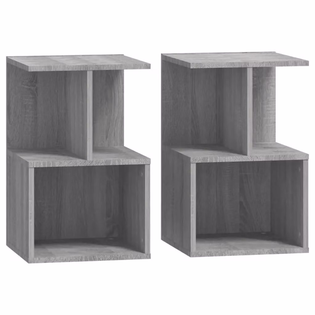 Berkfield Home Set of 2 Grey Sonoma Bedside Cabinets in Engineered Wood, W/D/H: 35 x 35 x 55 cm – 2