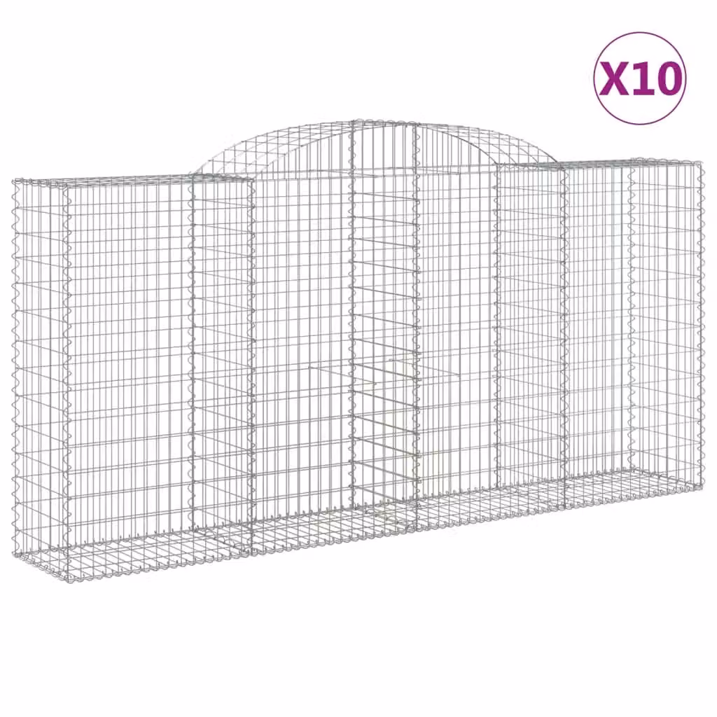 Berkfield Home Arched Gabion Baskets, 10 Piece Set, Silver Galvanised Steel, W: 300 cm, D: 50 cm, H: 140-160 cm – 2