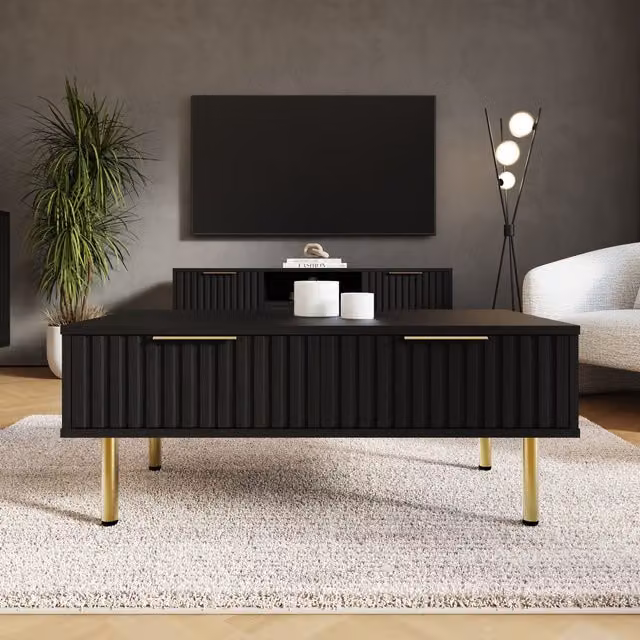 GFW Nervata Rectangular Coffee Table in Black and Gold – 2