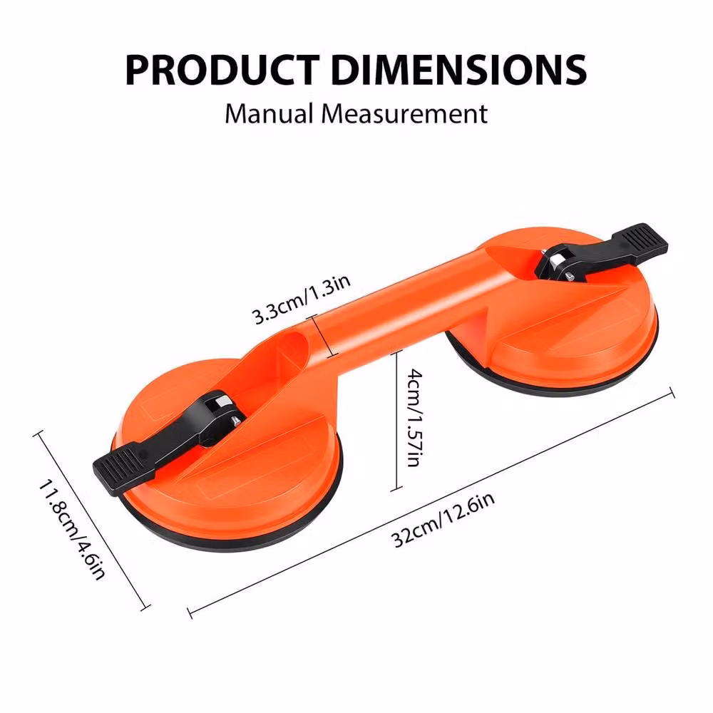 SPETLEK 2 Pack Dual Suction Cup Pad Lifter for Glass and Tile, Orange – 2