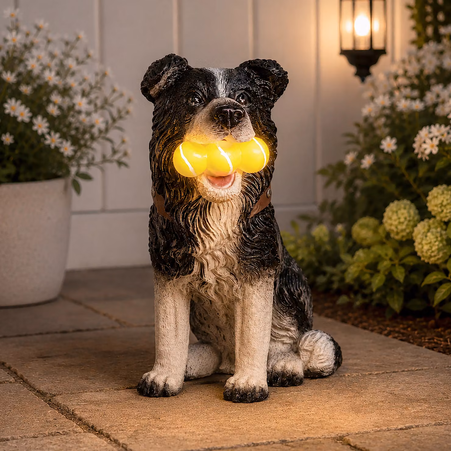 Marco Paul Solar Light Dog Garden Ornament Bronze Puppy Statue with Light Up Tennis Balls – 5