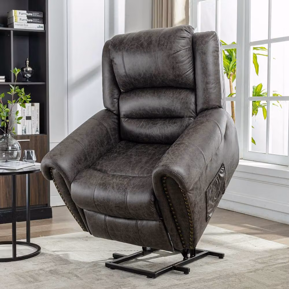 Merax Oversized Power Lift Riser Recliner Armchair with Massage and Heat in Grey – 6