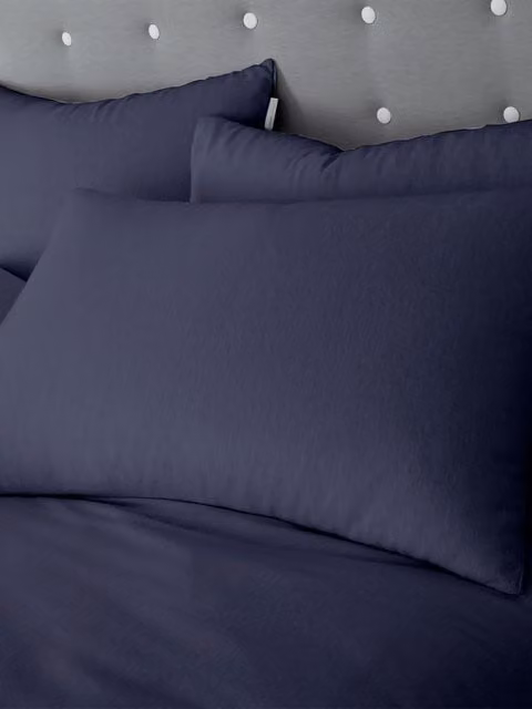 Catherine Lansfield Blue Flannelette Cotton Standard Pillowcase Pair, W/D/H: 50 x 75 cm – 1