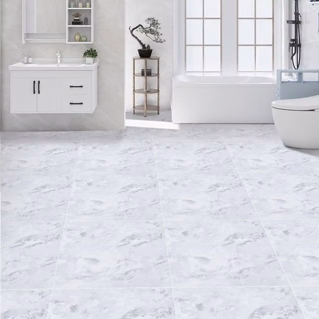 Lifeideas Self-Adhesive Rustic White Marbled Stone-Look PVC Flooring