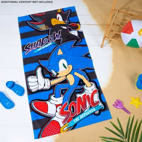 Get Trend Sonic the Hedgehog Cotton Beach Towel, Multicolour, W: 70 cm, H: 140 cm – 5
