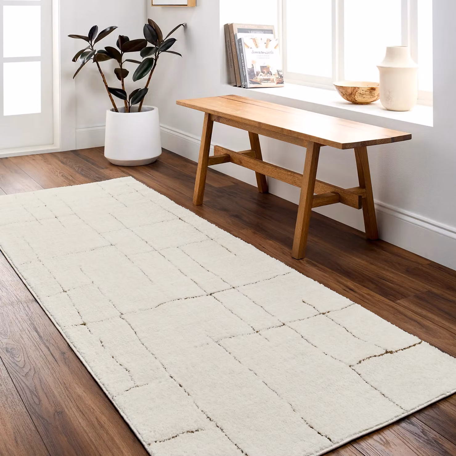 Livabliss Freud Modern High Pile Geometric Rug in Ivory, Black, Brown and White, W: 200 cm, D: 275 cm – 3