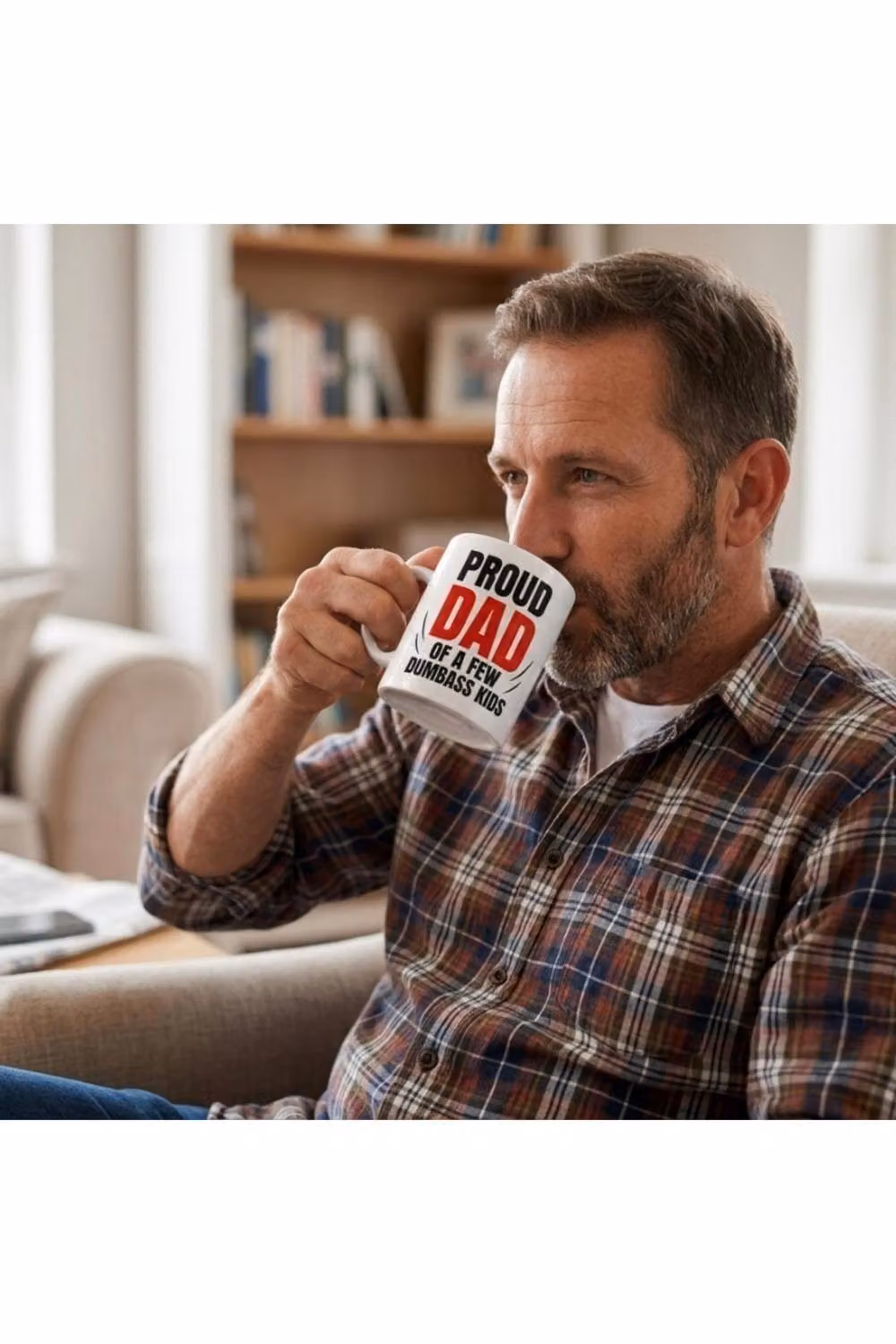Dyzi Proud Dad Funny Ceramic Mug in White – 4
