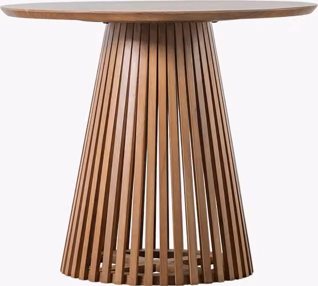 Perch & Parrow Branxton Slatted Round Acacia Wood Dining Table in Brown