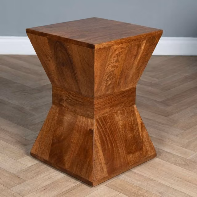 Elm Home And Garden Mango Wood Side Table in Brown, W/D/H: 35 x 35 x 50 cm