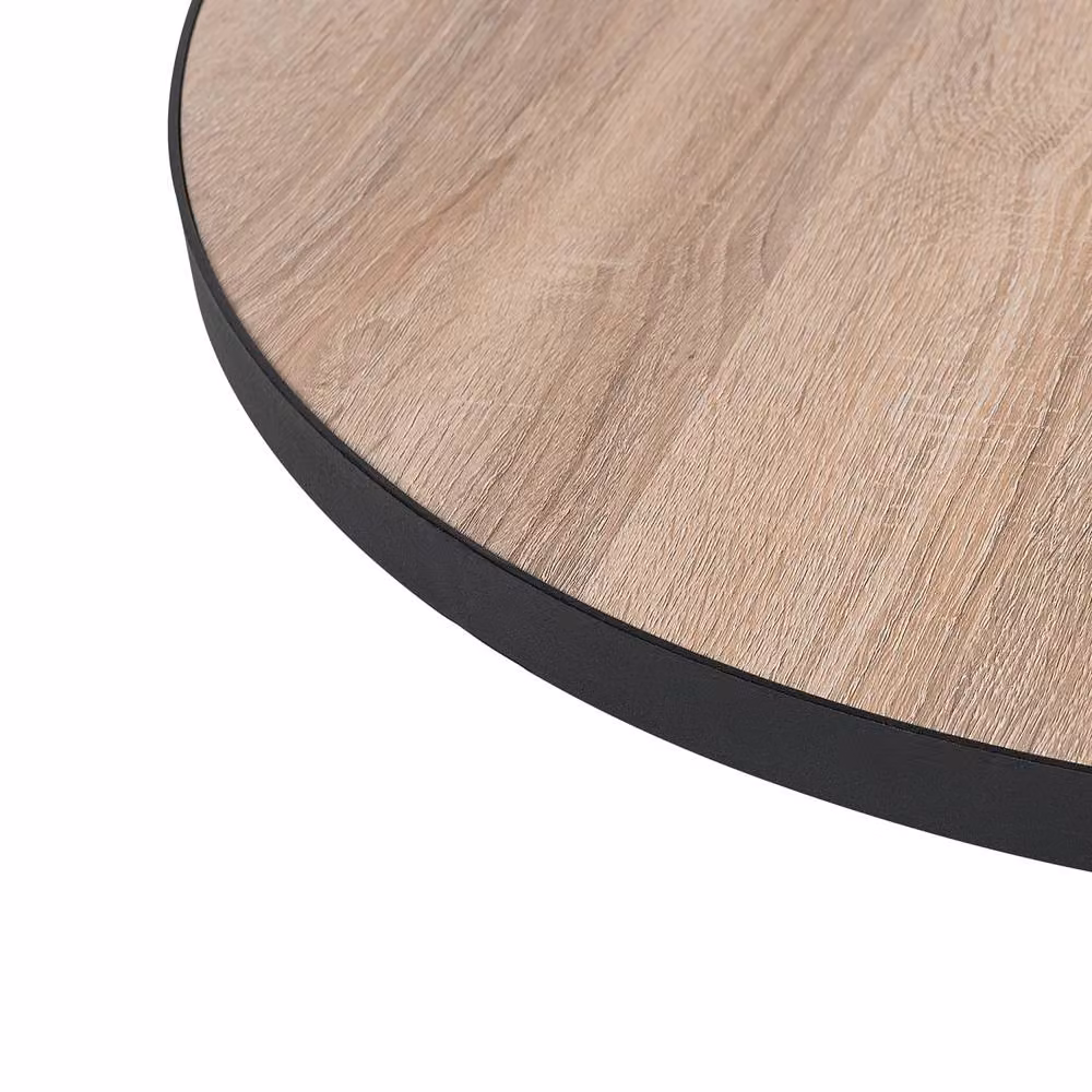 Wyld and Coco Round Coffee Table with Walnut-Style Top and Matte Black Legs, Brown and Black, Diameter: 127 cm x Height: 106.7 cm – 3