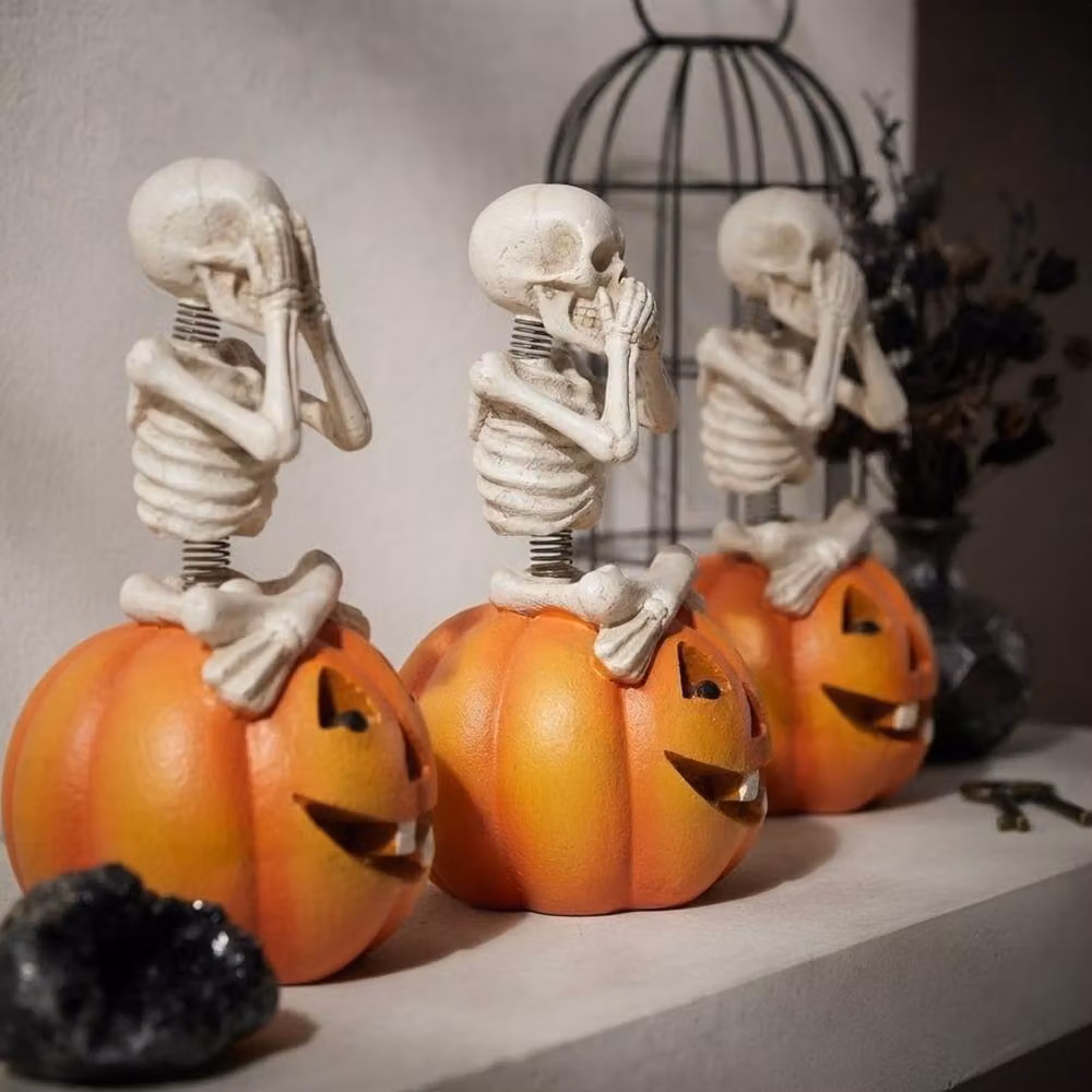 Garden Greatness Quirky Three Wise Skeletons Set, Multicolour Polyresin Tabletop Halloween Decor, 3 Pack – 2