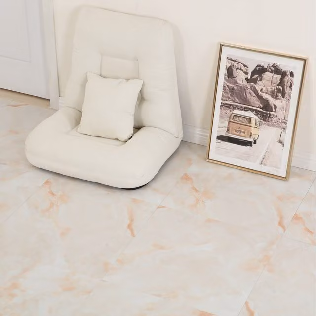 Gr8 Home 36 Piece Self Adhesive Marble Effect PVC Floor Tiles in White and Pink