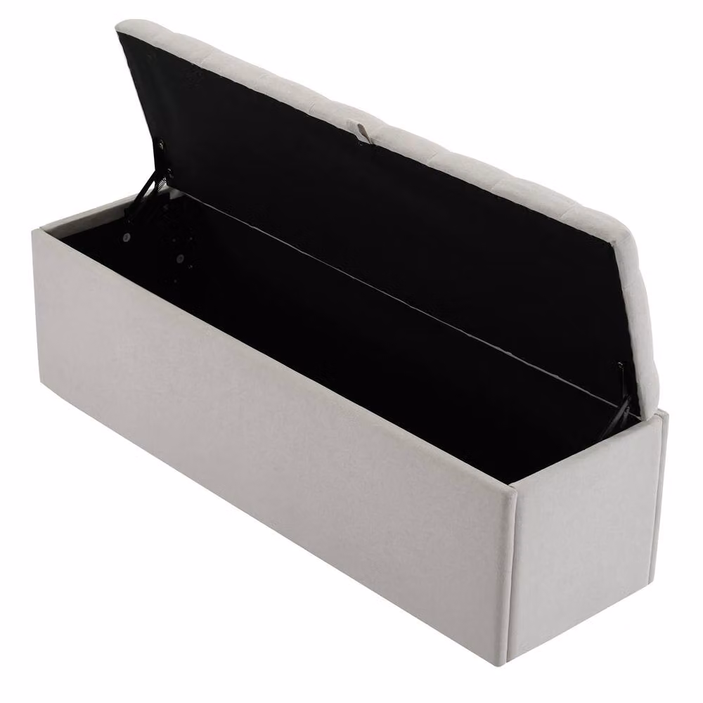 Merax Upholstered Fabric Storage Bench in Grey – 3