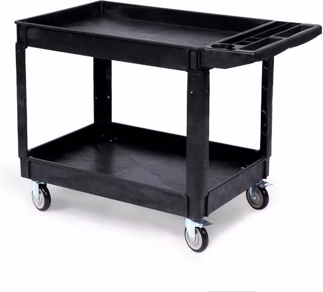 VOGREX 2 Tier Rolling Mechanic Workshop Storage Tool Trolley in Black
