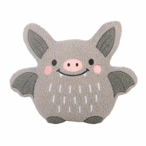 Something Different Wholesale Bat Shaped Grey Boucle Plush Cushion, W/D/H: 32.5 x 32.5 x 13 cm
