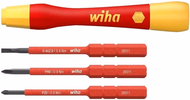 Wiha Picofinish Slimvario Electric Fine Screwdriver Set, 4 Piece, Red and Multicolour