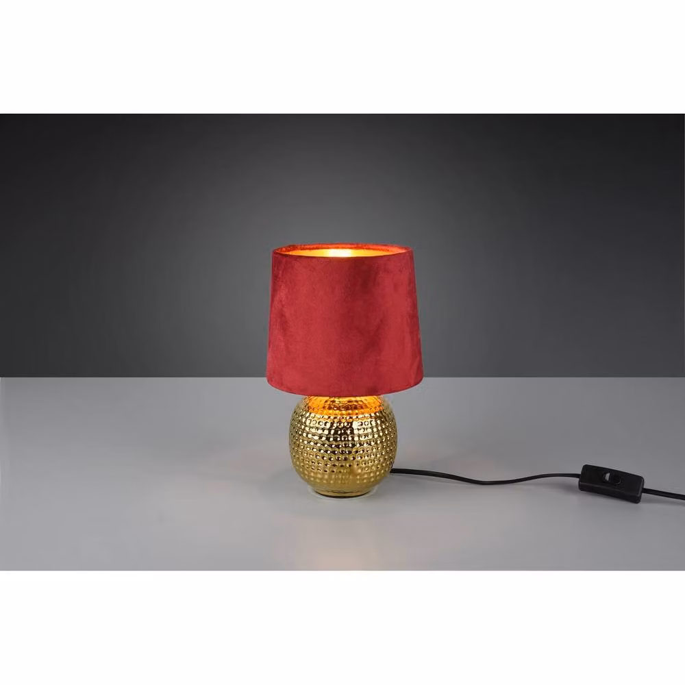 Trio Leuchten Sophia Modern Table Lamp in Gold and Red with Fabric Shade – 4
