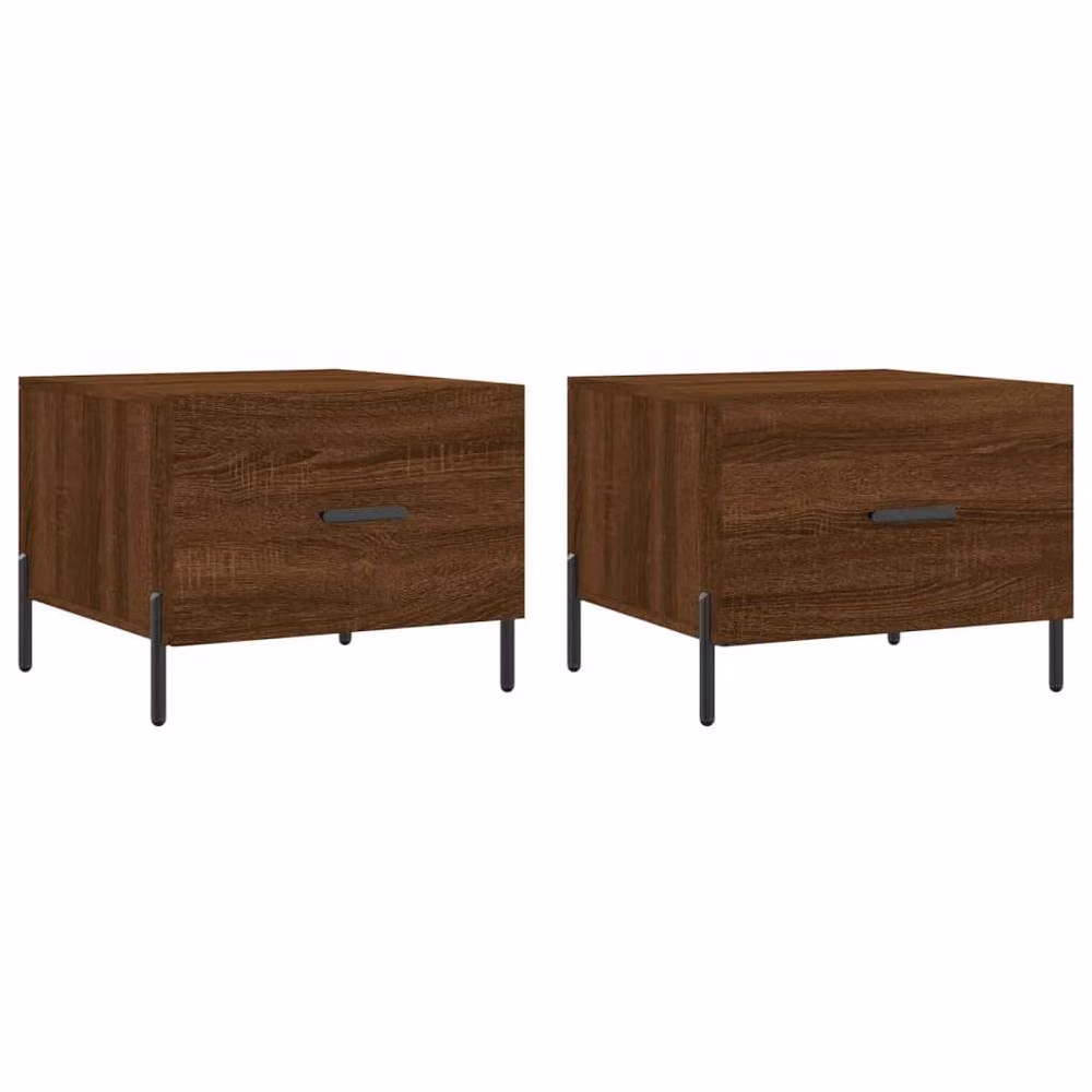 Berkfield Home Set of 2 Modern Square Coffee Tables in Brown Oak, W/D/H: 50 x 50 x 40 cm – 2