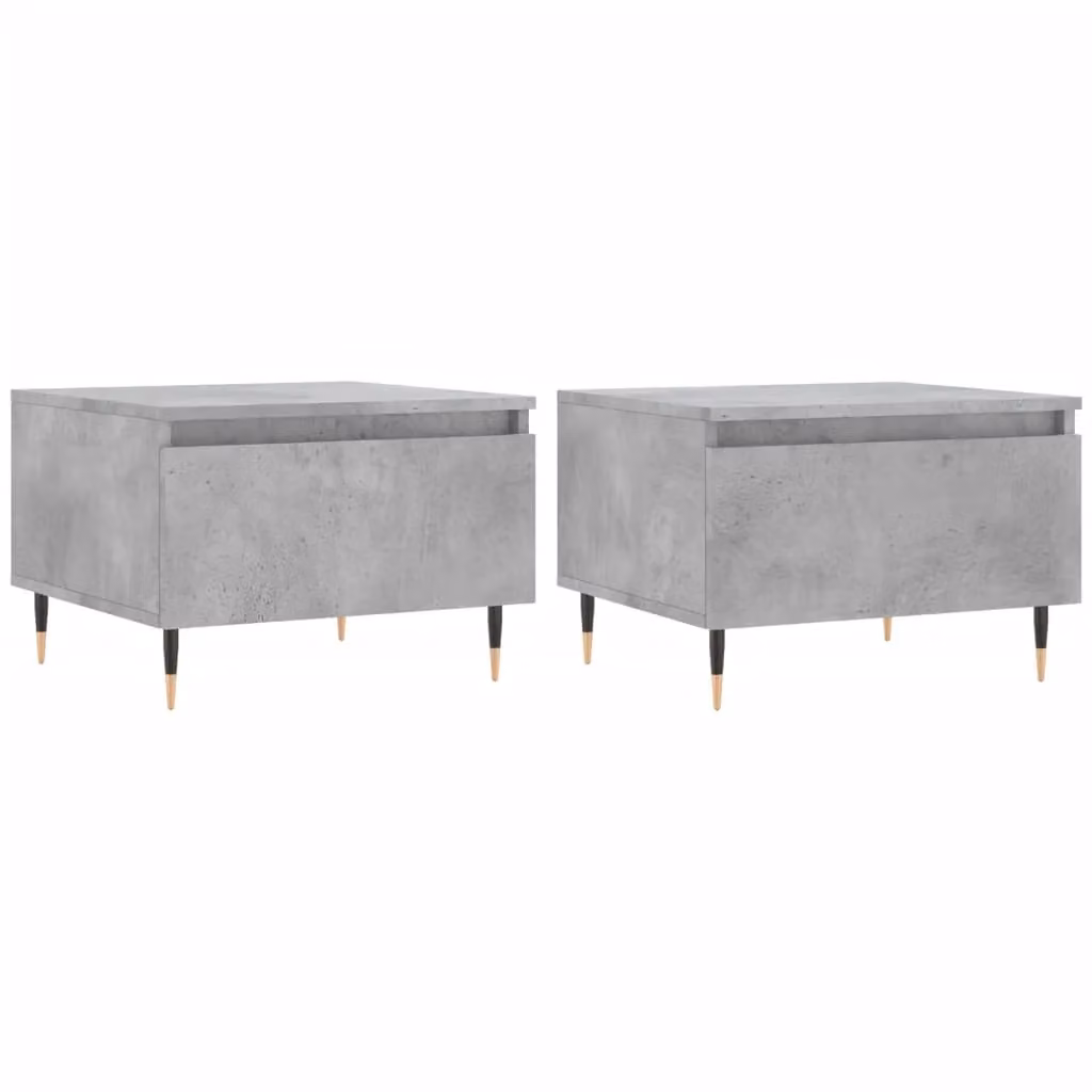 Berkfield Home Set of 2 Modern Square Coffee Tables in Concrete Grey, W/D/H: 50 x 46 x 35 cm