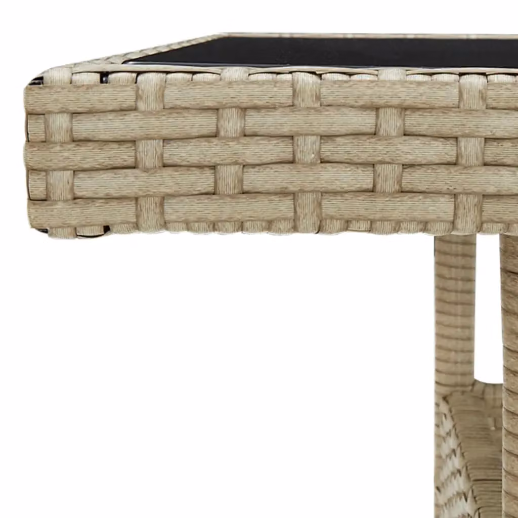 Berkfield Home Modern Outdoor Dining Table in Beige Poly Rattan and Glass – 2