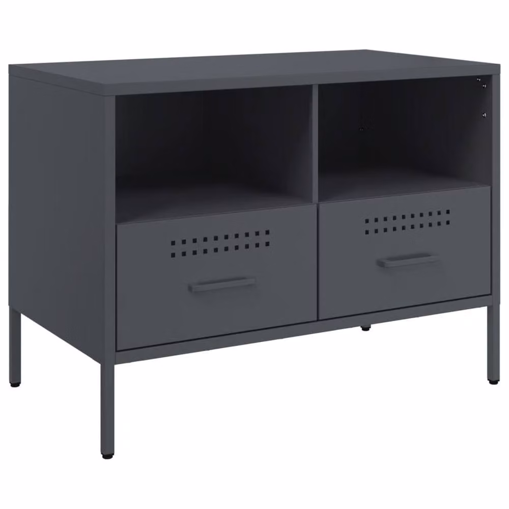 Berkfield Home Set of 2 Anthracite Steel TV Cabinets, W/D/H: 68 x 39 x 50.5 cm – 4