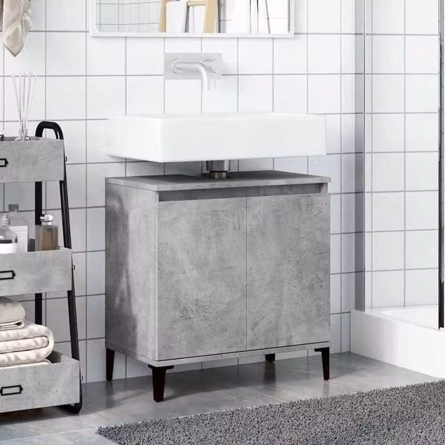 Berkfield Home Freestanding Bathroom Sink Cabinet in Grey, W: 58 cm, D: 33 cm, H: 60 cm