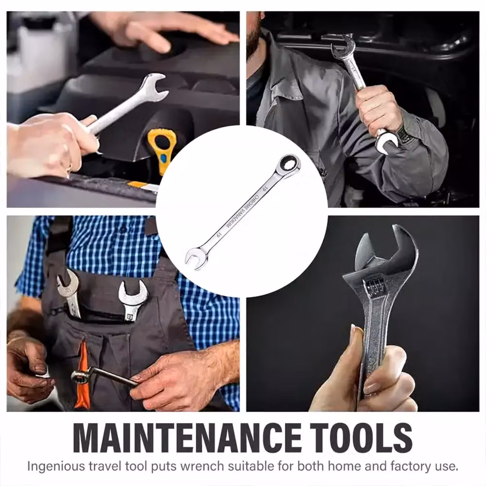 Hinsinc 12-Piece Chrome Vanadium Combination Wrench Set with 72 Tooth Ratchet Spanner, Silver – 2